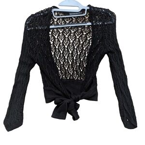 Black Lace Tie-Front Cardigan – US S/M | Beckers Brook